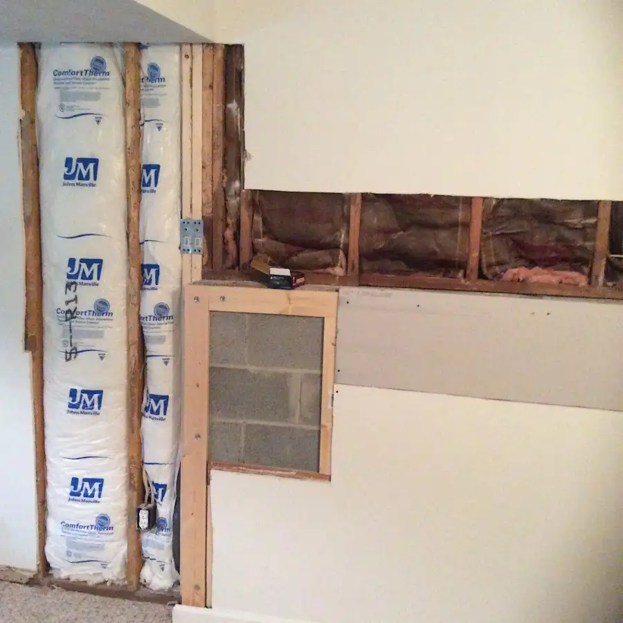 Wall insulation replacement during Basement Flood Cleanup in Morrisville